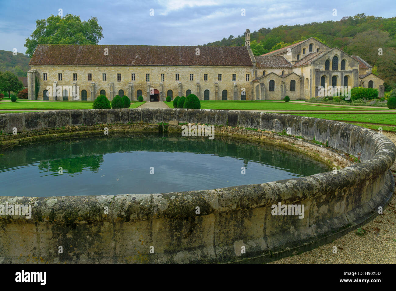 Die Abtei von Fontenay-Hof in Burgund, Frankreich Stockfoto