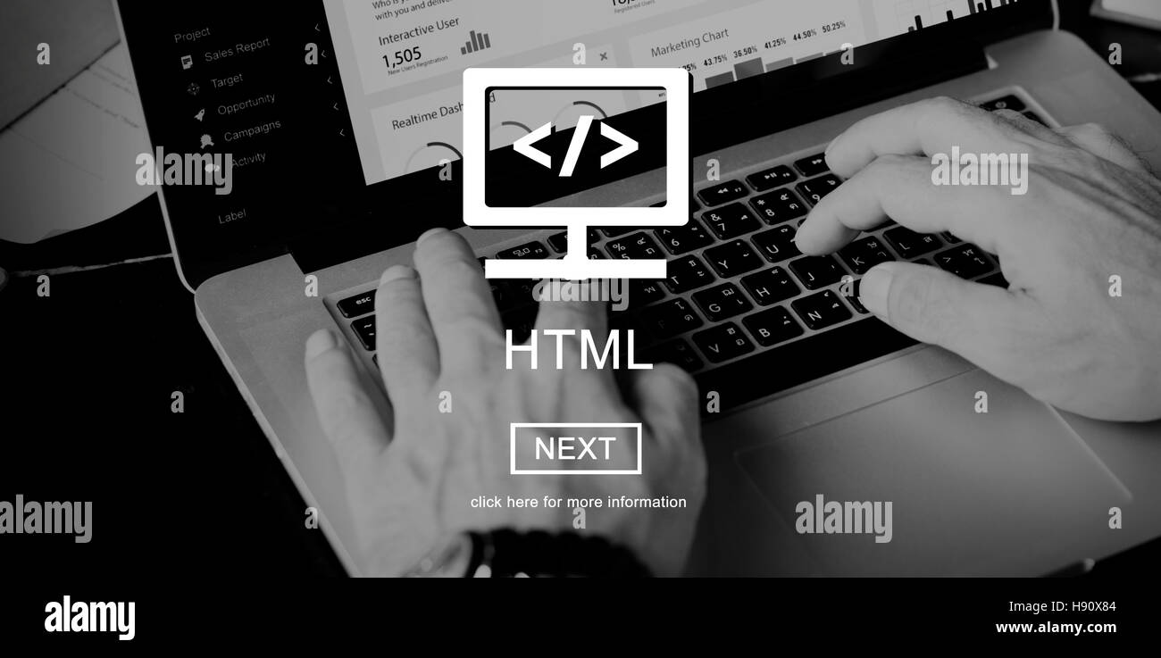 HTML-Web-Entwicklung-Code-Design-Konzept Stockfoto