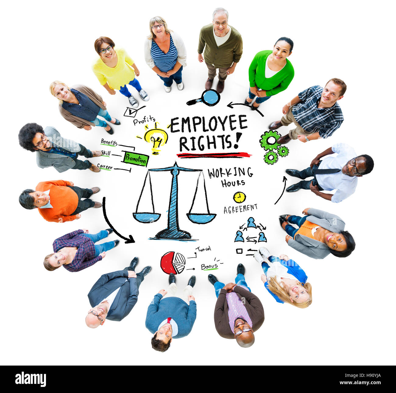 Mitarbeiter Rechte Beschäftigung Gleichheit Job Menschen Diversity-Konzept Stockfoto