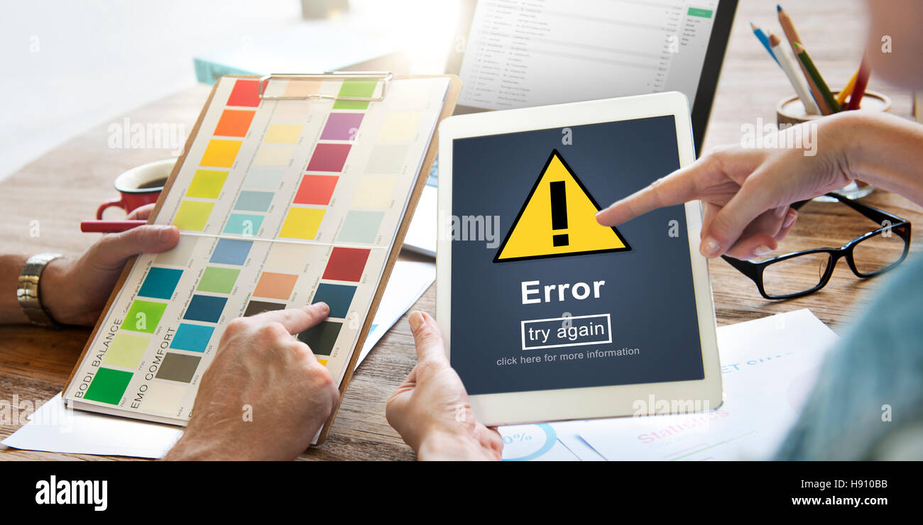 Fehler Fehler Online-Erinnerung Vorsicht Warnung Konzept Stockfoto