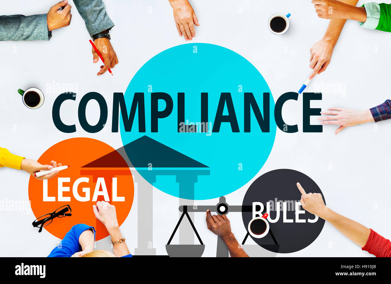Compliance Rechtsnorm Compliancy Konformität Konzept Stockfoto