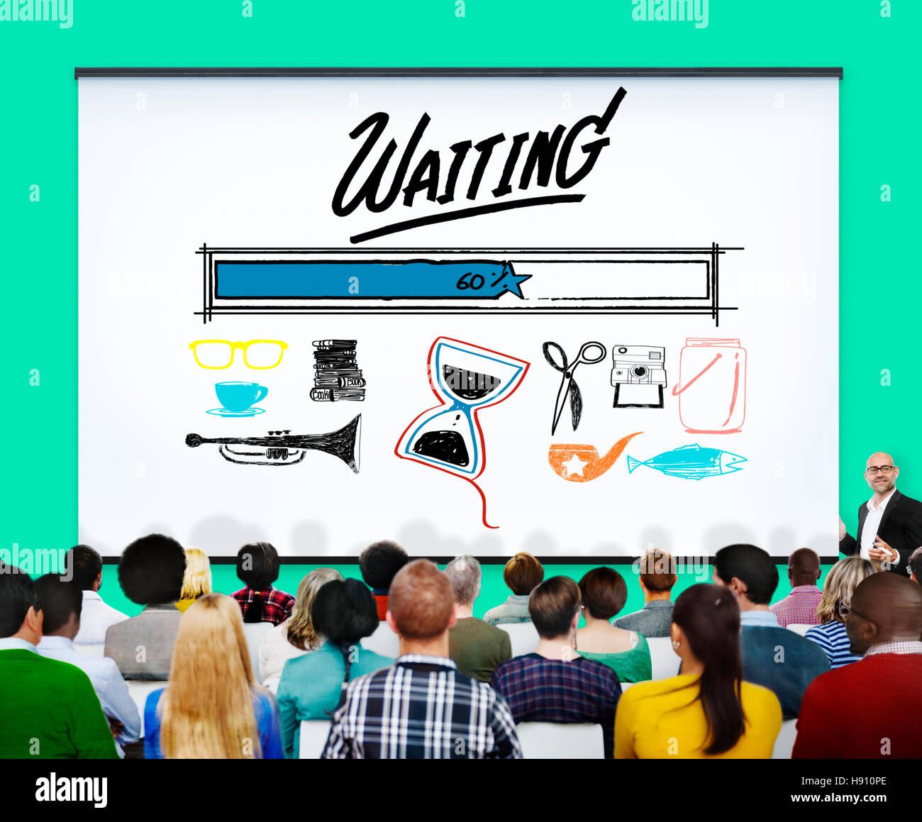 Warten, laden, hochladen, herunterladen von Fortschritt-Konzept Stockfoto