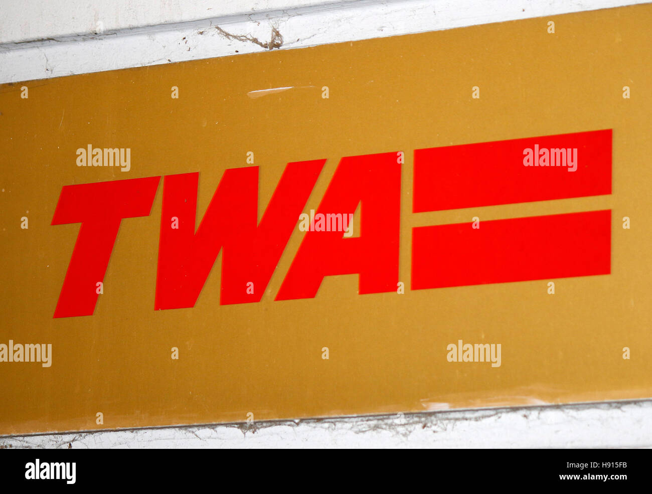 Das Logo der Marke "TWA", Berlin. Stockfoto