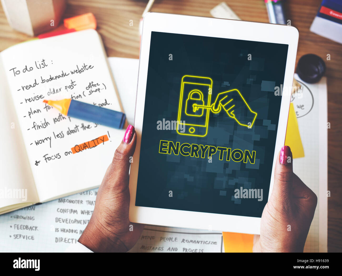 Grafikkonzept Verschlüsselung Online-Netzwerk-Technologie Stockfoto