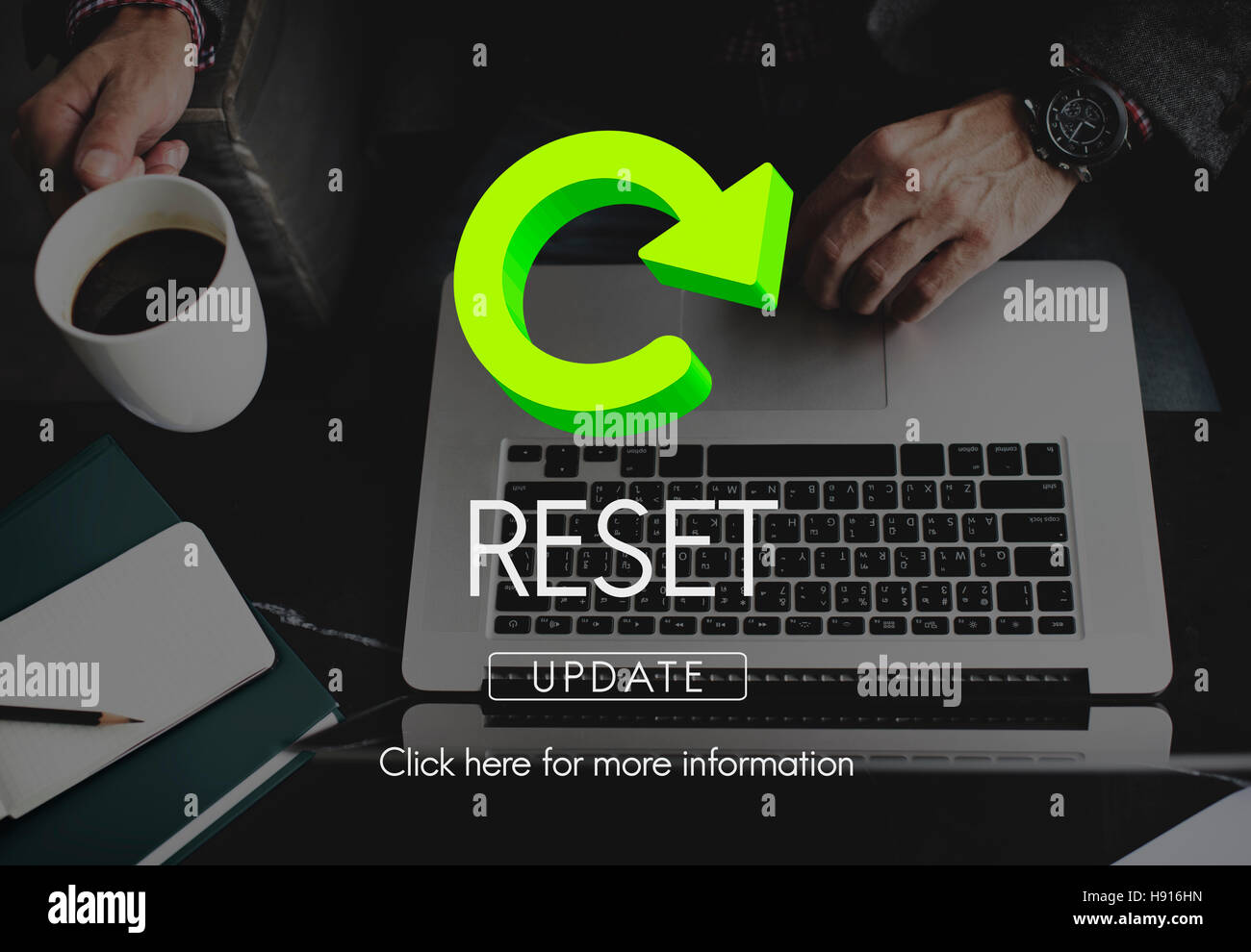 Reset Neustart zurück Anfang Konzept Stockfoto