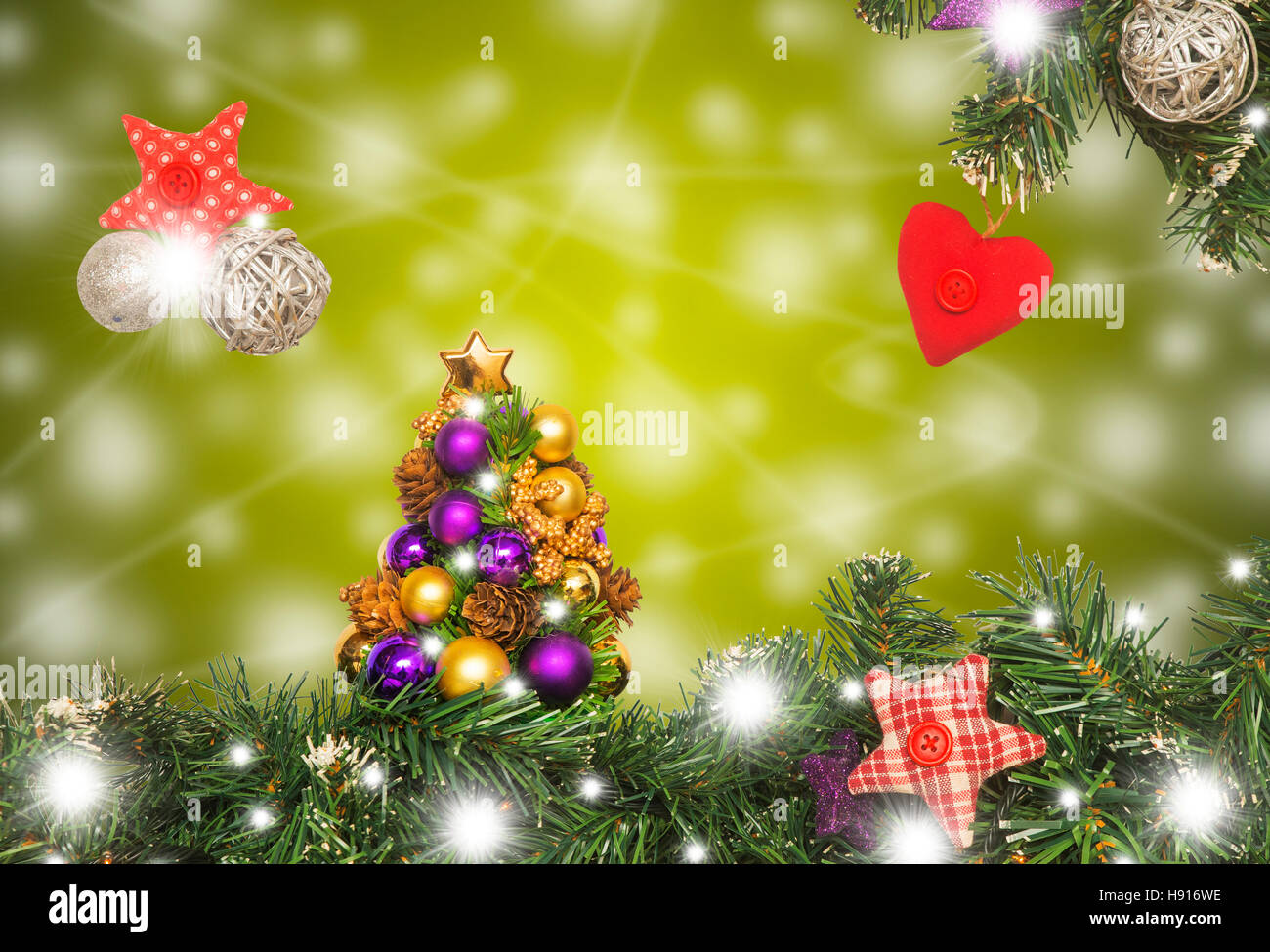 Weihnachtskarte, Dekorationen Stockfoto