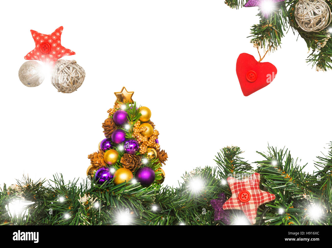 Weihnachtskarte, Dekorationen Stockfoto