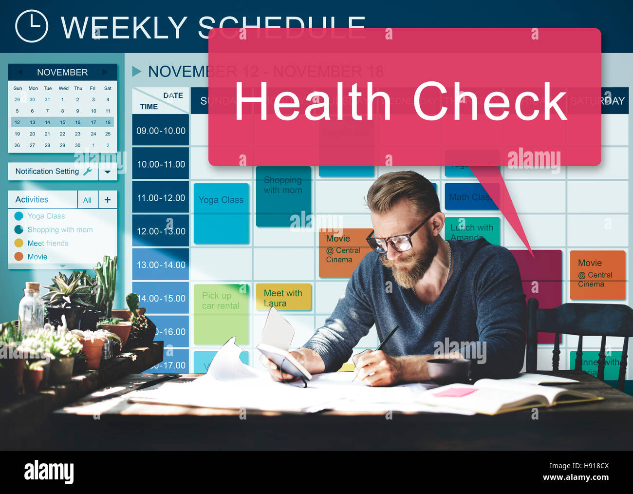 Health Check Pflegekonzept medizinischen Fragen physikalische Behandlung Stockfoto