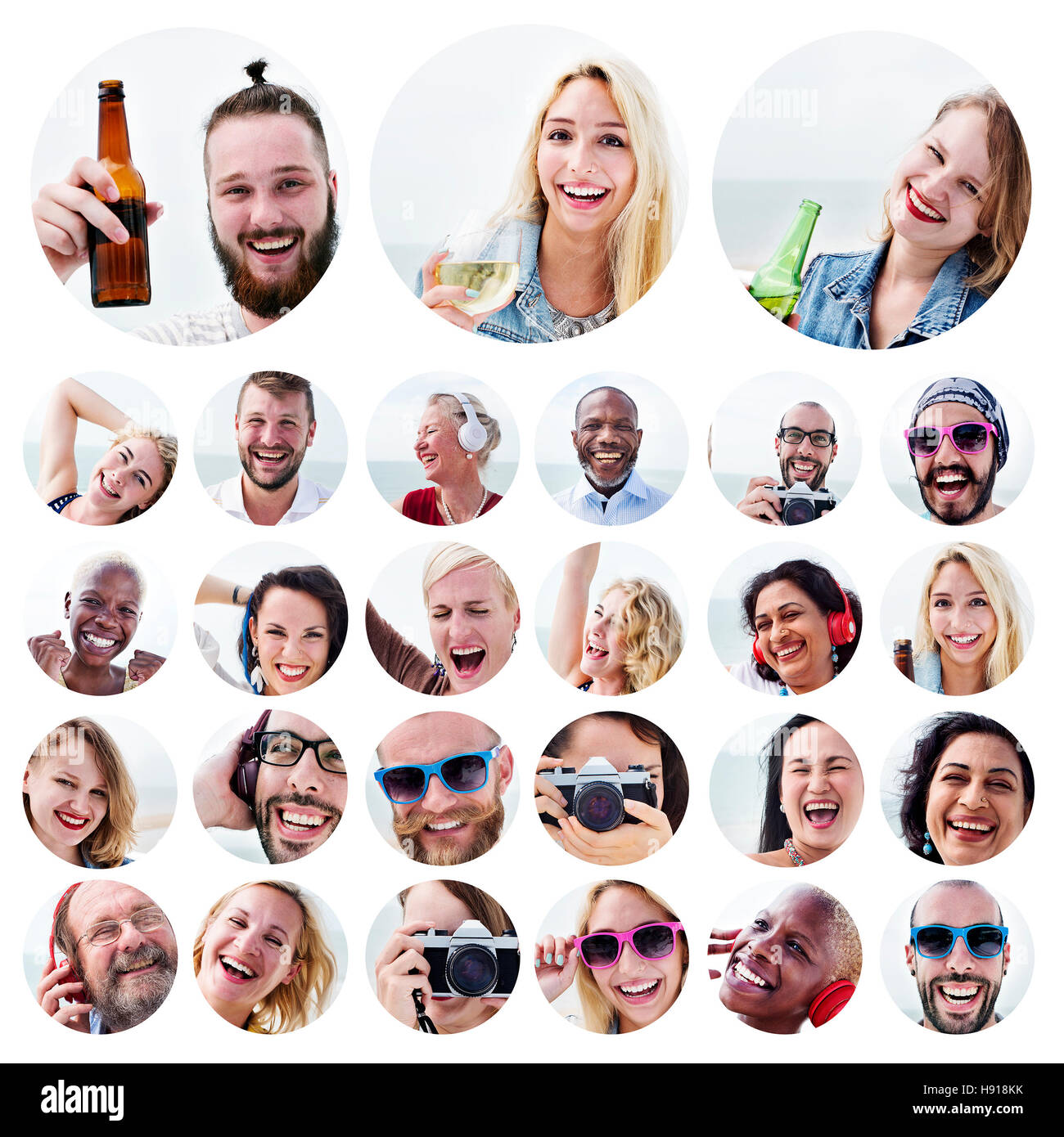 Menschen Gesichter Diversity menschliches Gesicht-Konzept-Set Stockfoto