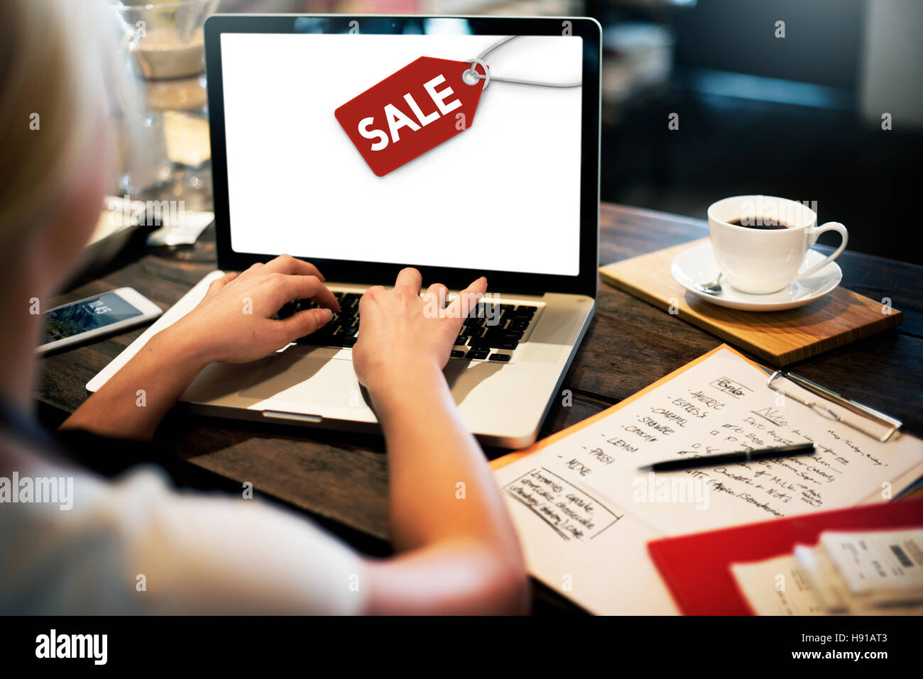 Verkauf Rabatt Label-Tag-Commerce-Konzept Stockfoto