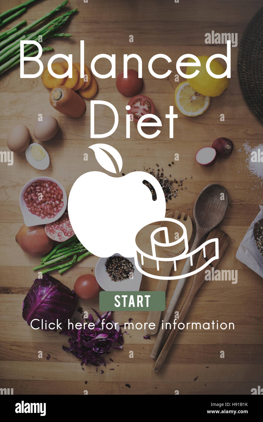 Ausgewogene Ernährung gesunde Ernährungskonzept Choice Auswahl Stockfoto