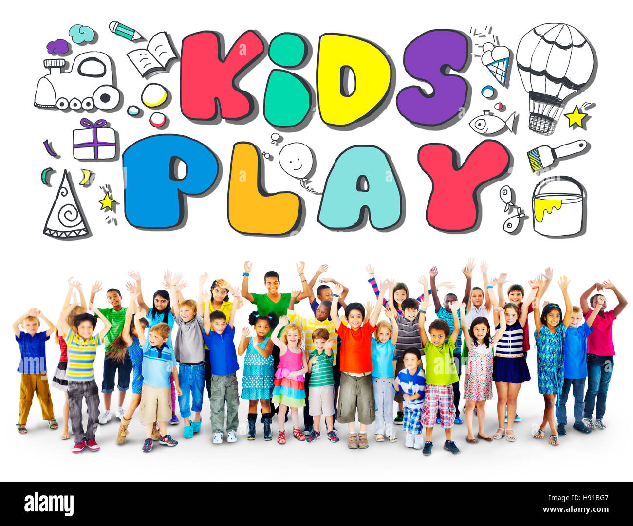 Kinder spielen Fantasie Hobbys Freizeit Spiele Konzept Stockfoto