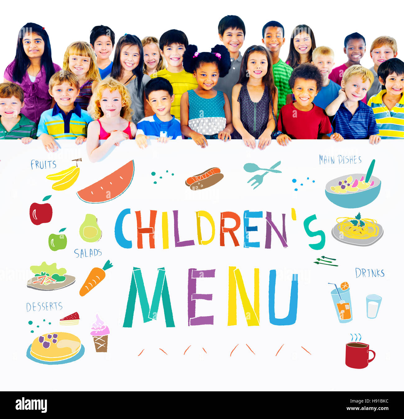 Kinder Menü Essenskonzept Rezepte Küche Stockfoto