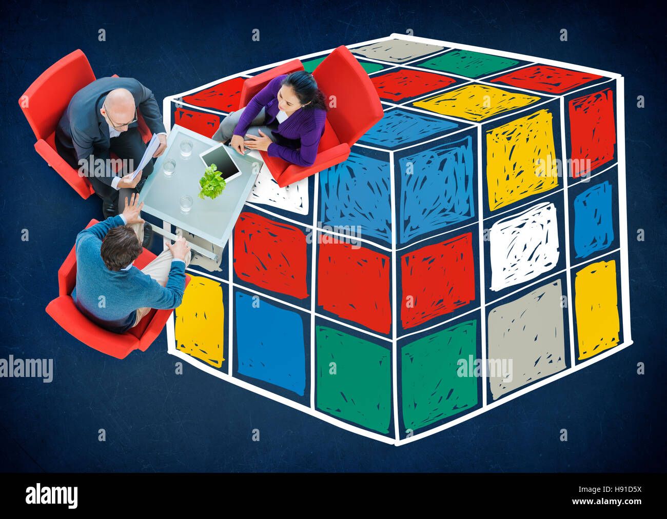Puzzle Cube Game Cube Shape Intelligenz-Konzept Stockfoto