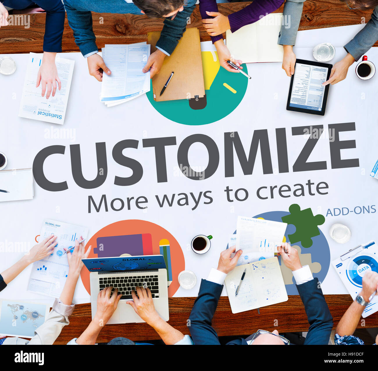 Anpassen von Ideen Identität Individualität Innovation personalisieren Konzept Stockfoto