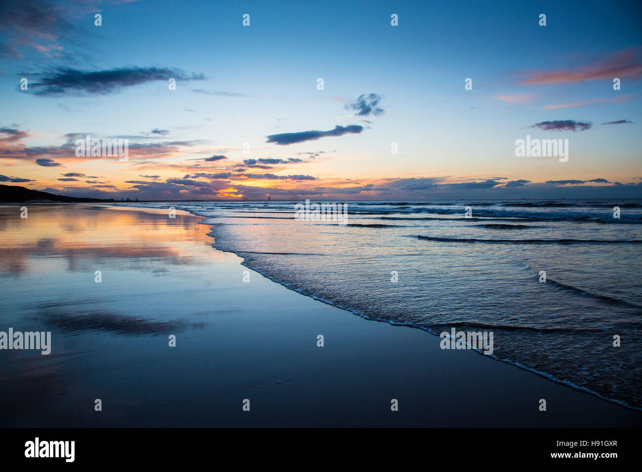 Sommer Sonnenuntergang, Saltburn Strand, Cleveland Stockfoto