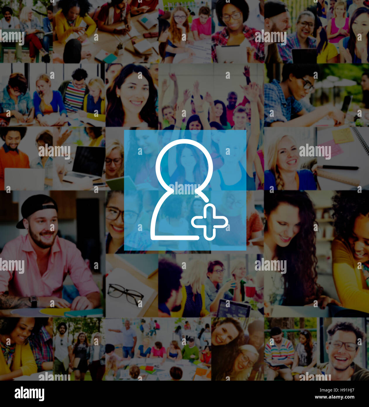 Freund hinzufügen, dass Vernetzung Zeichen Verbindungsmedien Konzept anfordern Stockfoto