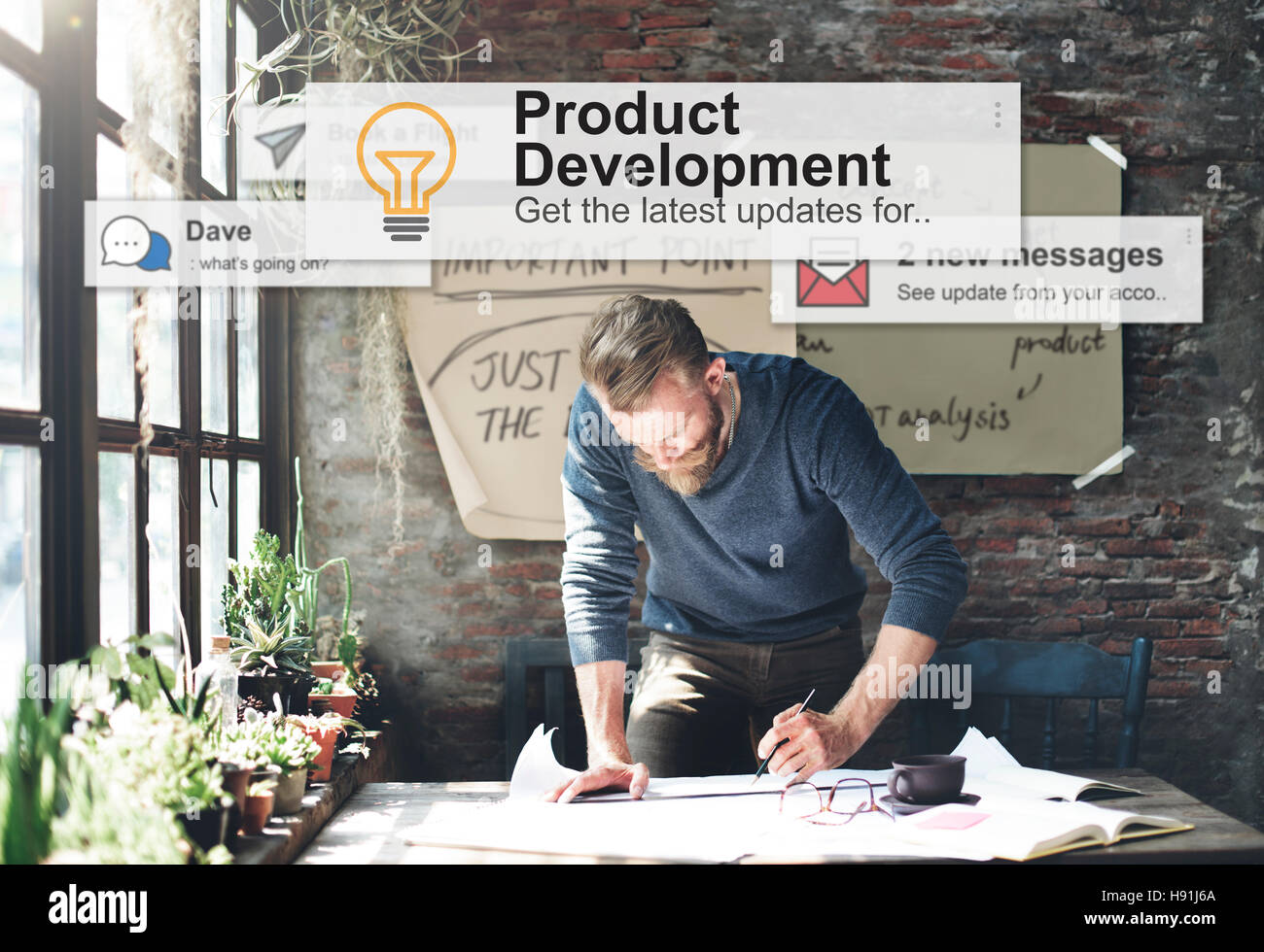 Produkt Entwicklung Produktivität Effizienz Versorgungskonzept Stockfoto