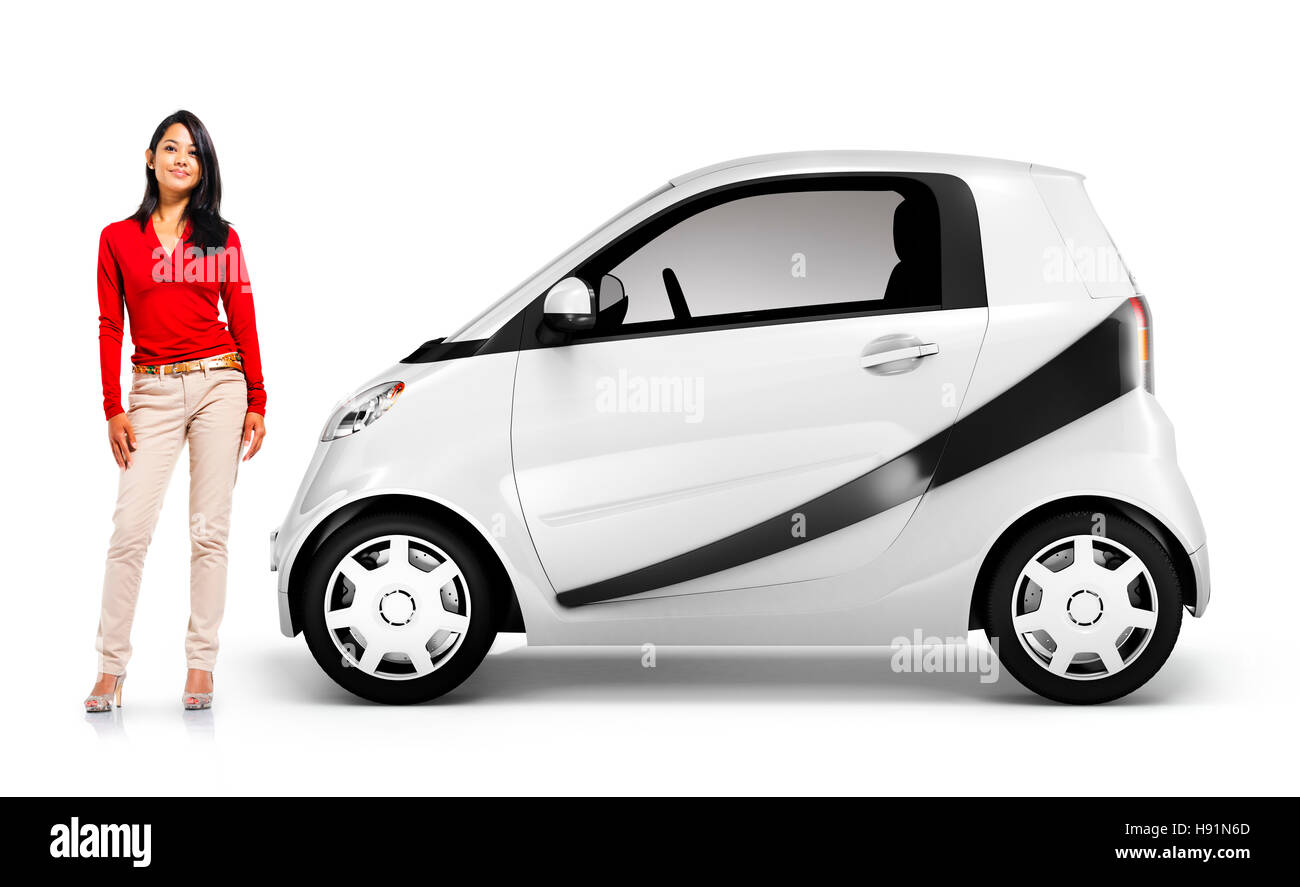 Öko Auto Transport 3D-Illustration Fahrzeugkonzept Stockfoto