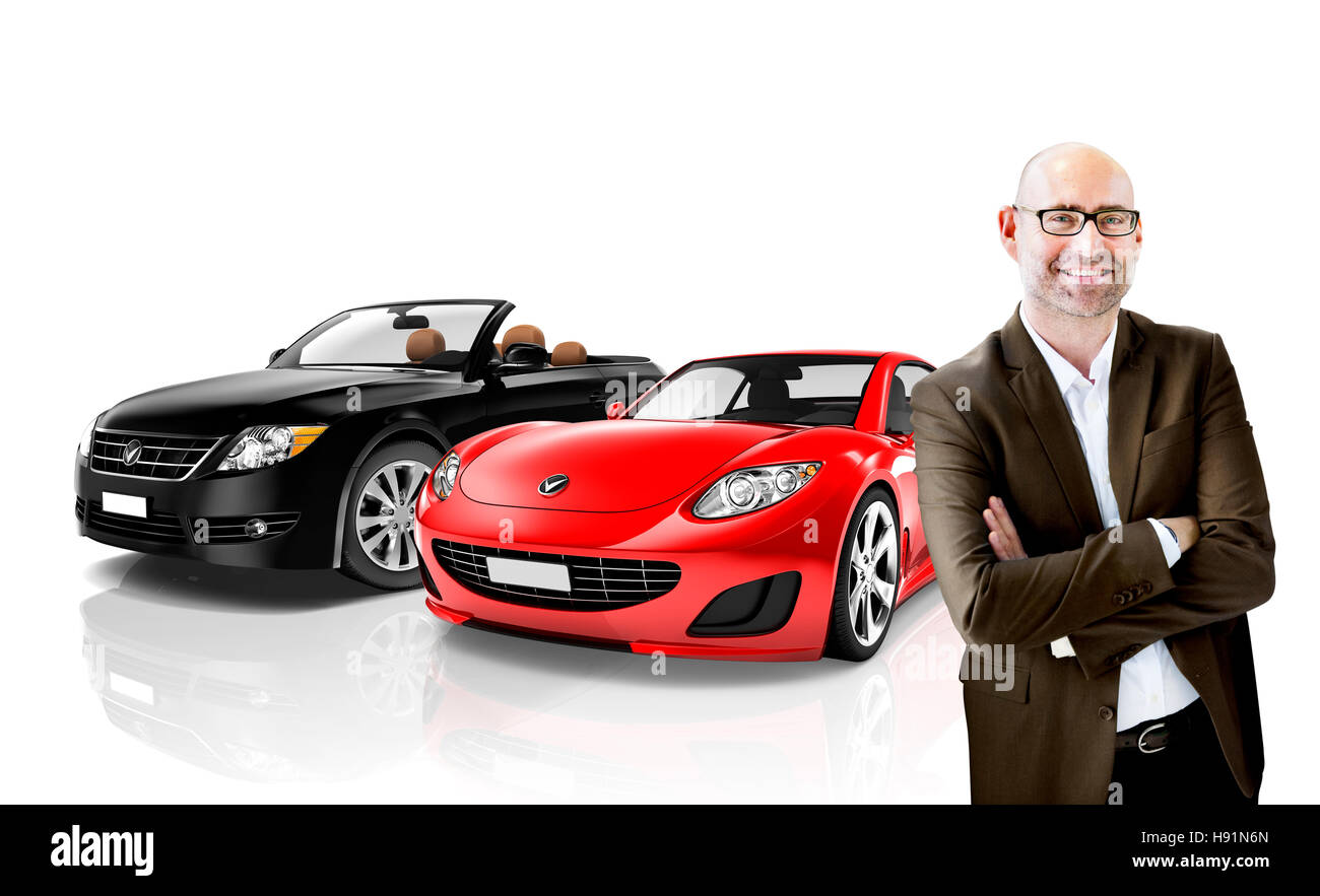 Auto Transport 3D-Illustration Fahrzeugkonzept Stockfoto