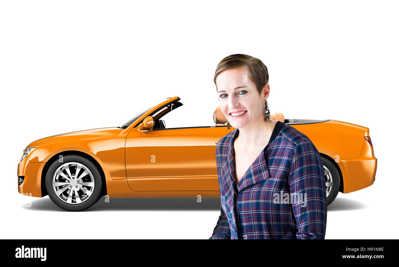 Auto Transport 3D-Illustration Fahrzeugkonzept Stockfoto