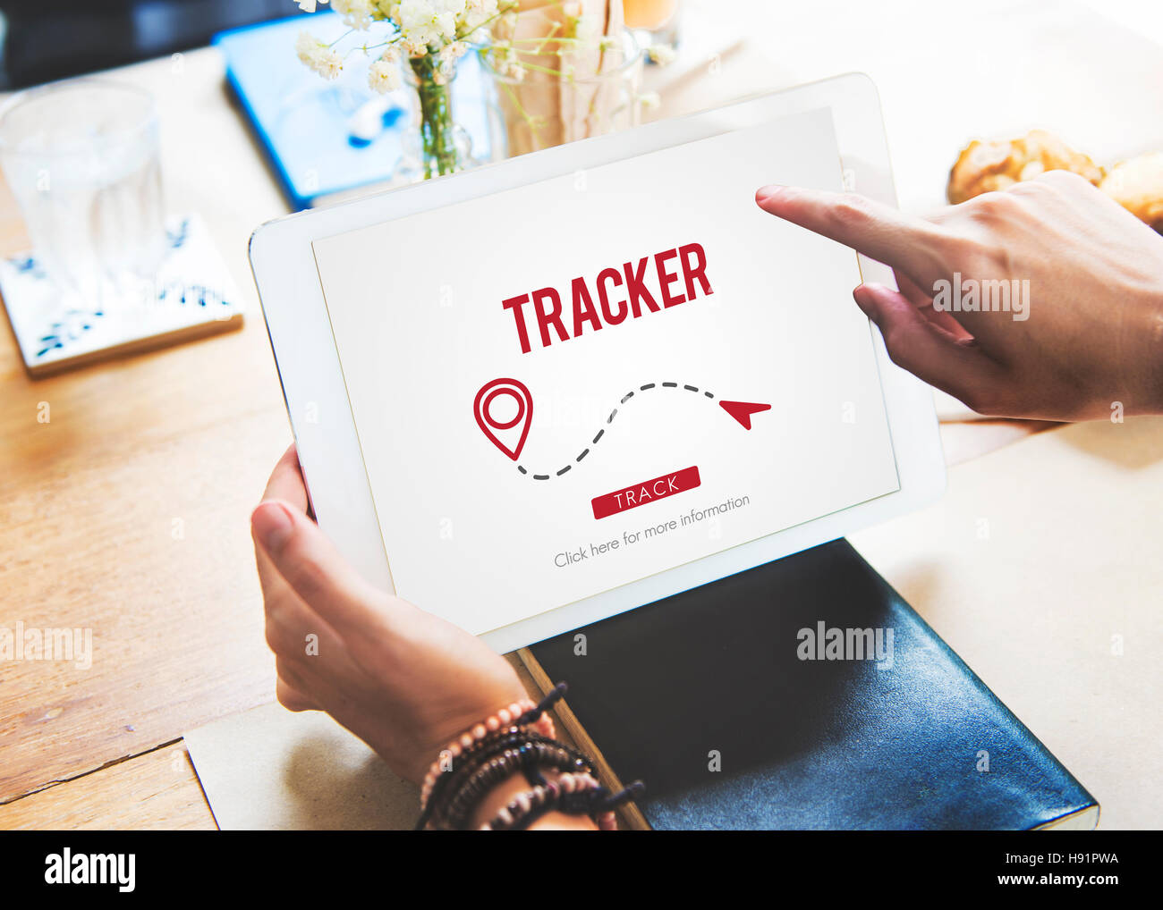 Tracker Athlet Gadget Herzfrequenz Lifestyle Sport-Konzept Stockfoto