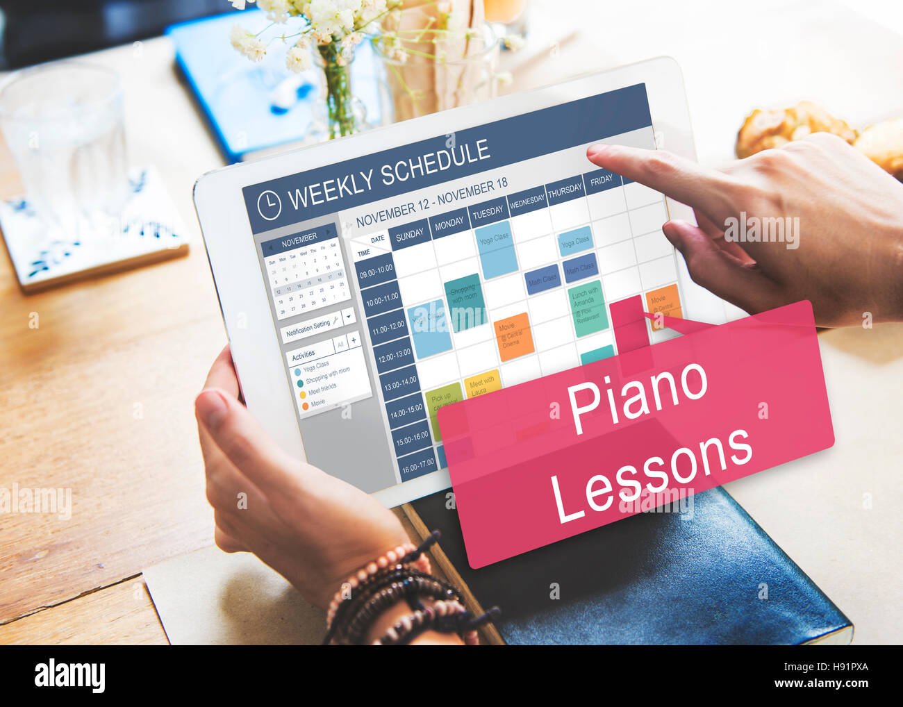 Wöchentlichen Zeitplan Erinnerung Aktivitäten Planer Konzept Stockfoto