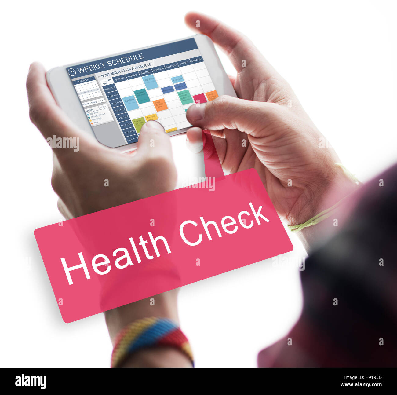 Health Check Pflegekonzept medizinischen Fragen physikalische Behandlung Stockfoto