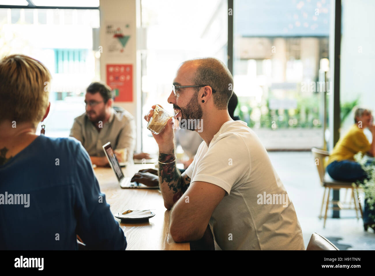 Bar Cafe Kaffee trinken Freizeit Style ruhenden Konzept Stockfoto