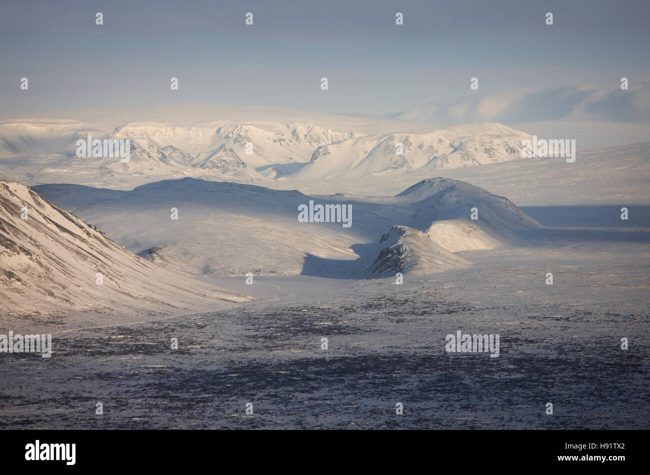 Winter im Nationalpark Thingvellir, Island Stockfoto