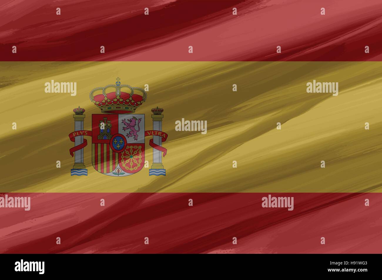 Spanien-bemalt / gezeichnete Vektor-Flagge. Dramatische, ungewöhnliche Optik. Vektor-Datei enthält Flagge und Textur-Layer Stock Vektor