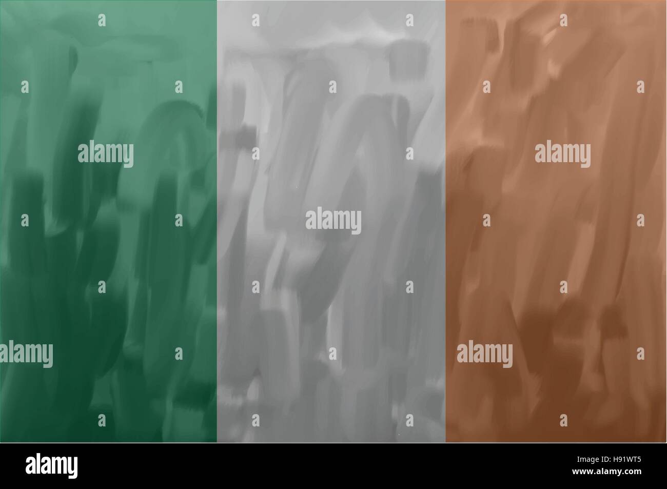 Irland bemalt / gezeichnete Vektor Flagge. Dramatische, ungewöhnliche Optik. Vektor-Datei enthält Flagge und Textur-Layer Stock Vektor