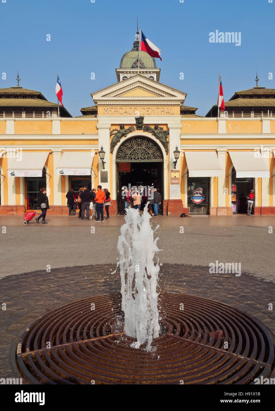 Chile, Santiago, Blick auf dem Mercado Central. Stockfoto