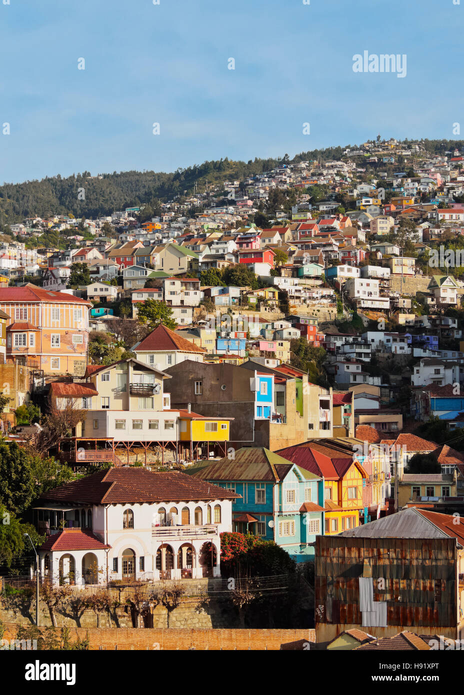 Chile, Stadtbild von Valparaiso. Stockfoto