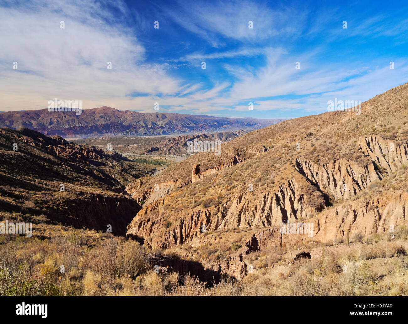 Bolivien, Potosi Department Lipez Provinz Sur, erhöhten Blick auf El Sillar Felsformationen. Stockfoto