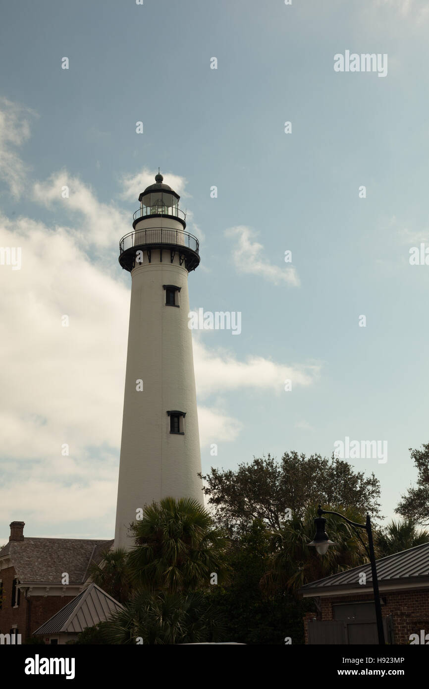 Der Leuchtturm an der Südspitze von St. Simons Island in Georgia Stockfoto