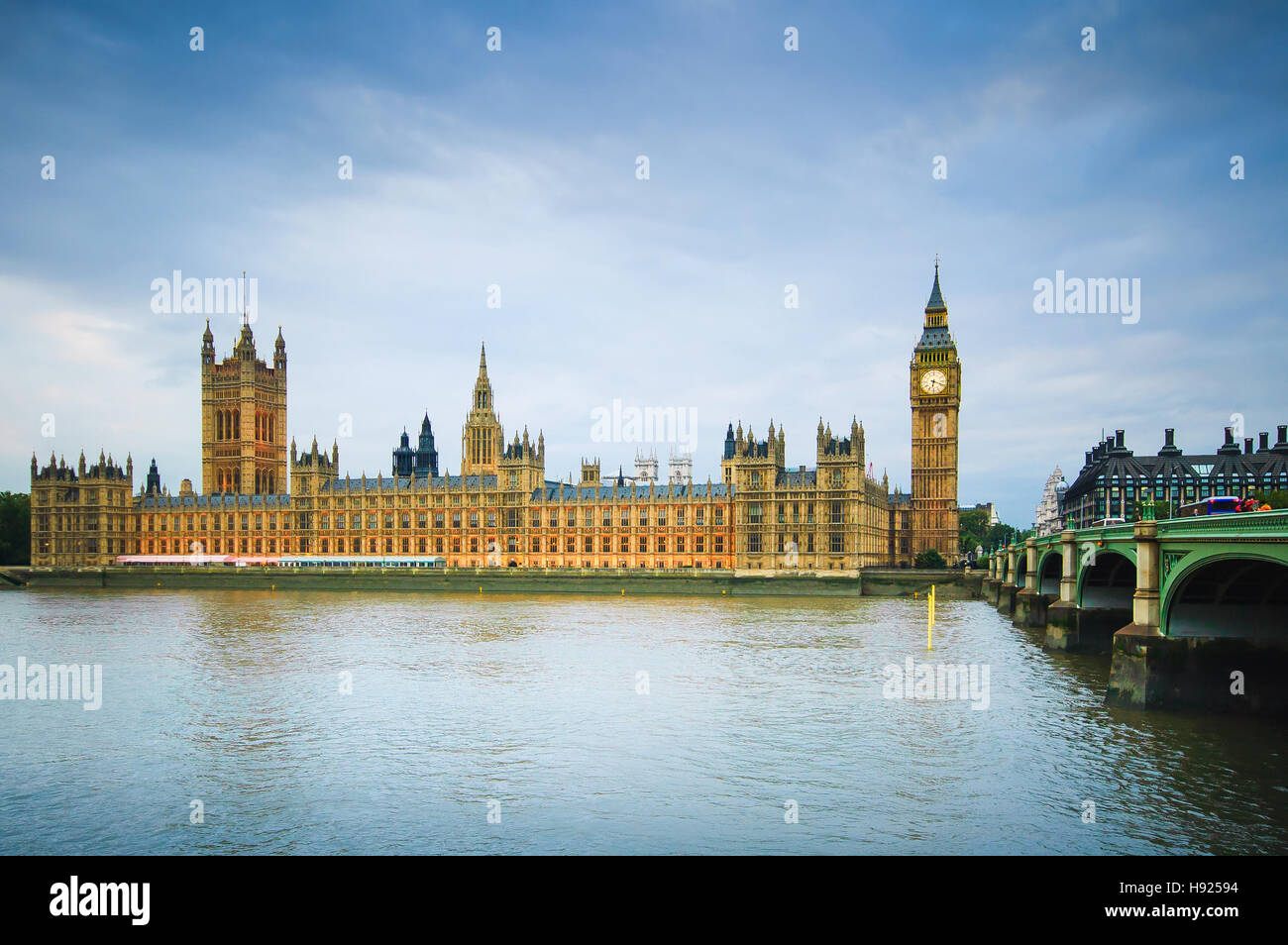 Big Ben, Houses of Parliament, Themse und Westminster bridge, London, UK, Europa Stockfoto
