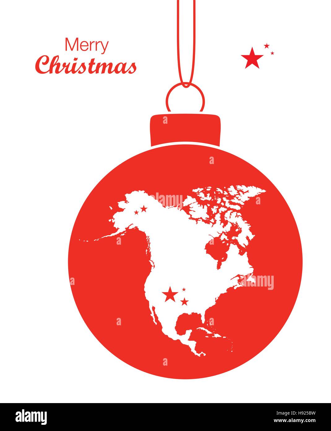 Frohe Weihnachten Bild Thema mit Karte von Nordamerika Stock Vektor