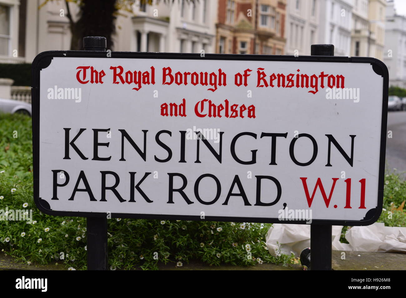 Kensington Park Straßenschild. London Stockfotografie Alamy