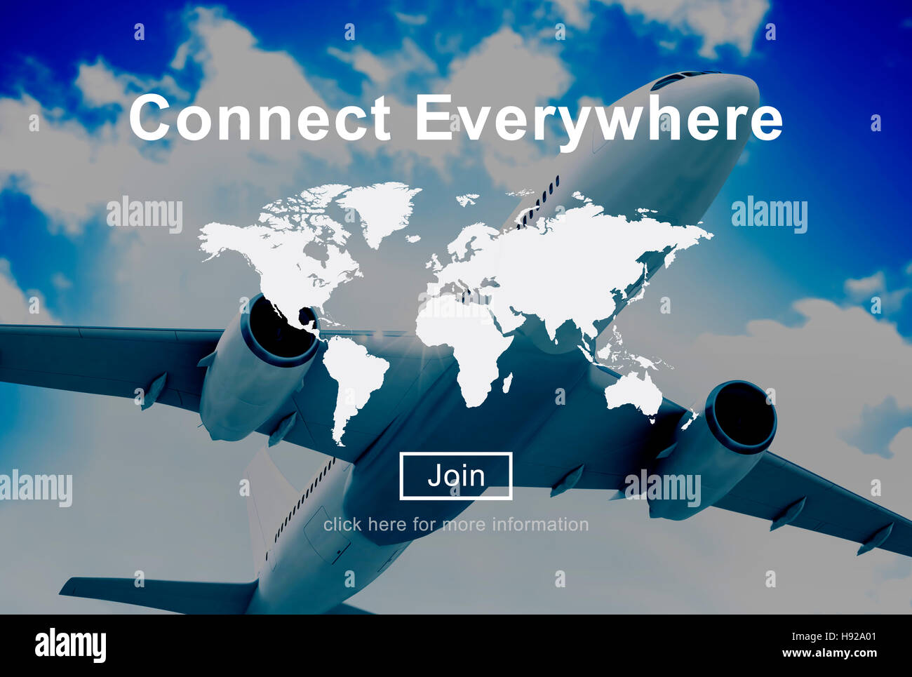 Verbinden Sie überall globales Netzwerk weltweit Konzept Stockfoto
