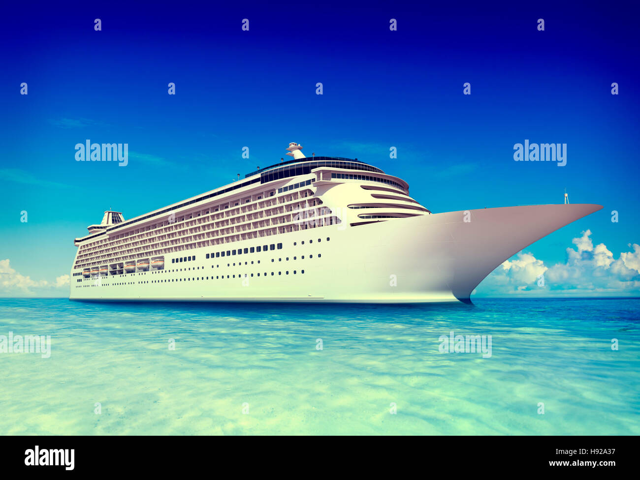 Kreuzfahrt Urlaub Reise Strand Sommer Reise Himmel Meer Konzept Stockfoto