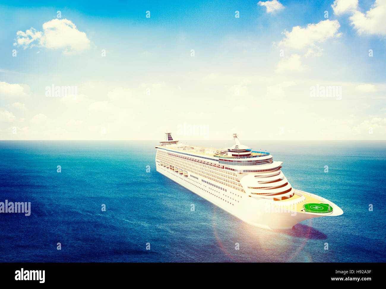 Kreuzfahrt Schiff Urlaub Urlaub Sommer Illustration 3D-Konzept Stockfoto