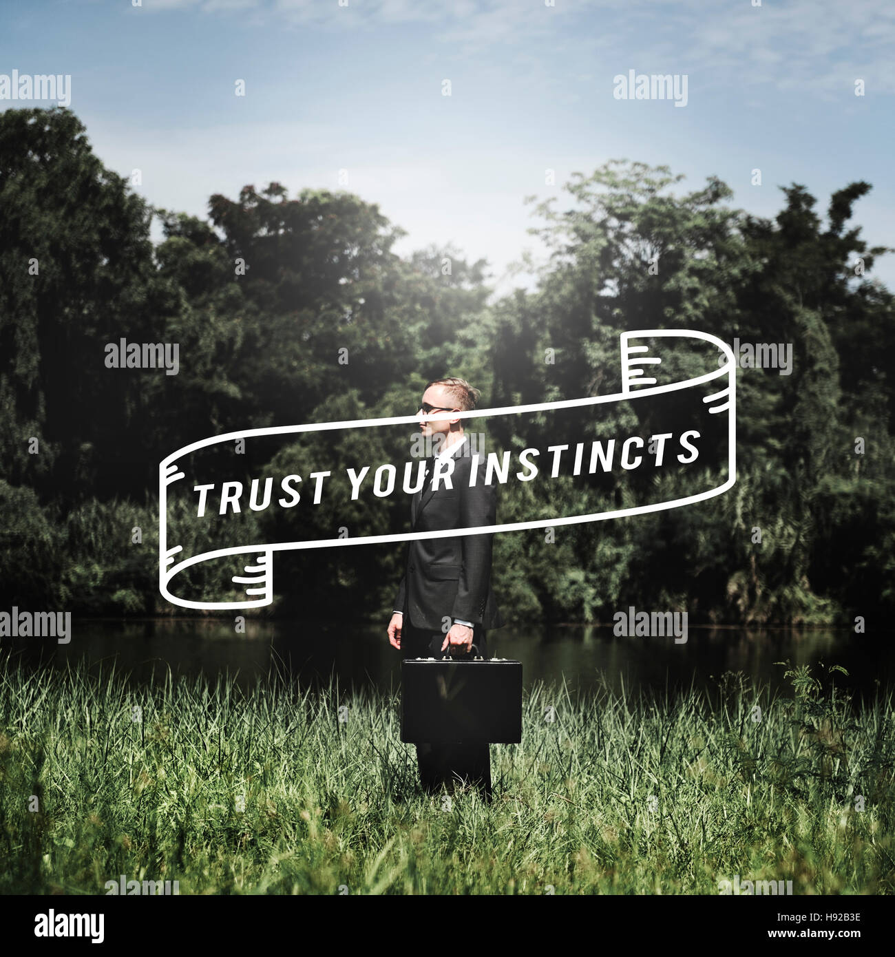 Vertrauen Sie Instinkt Gefühl folgen Weisheit Inspiration Konzept Stockfoto