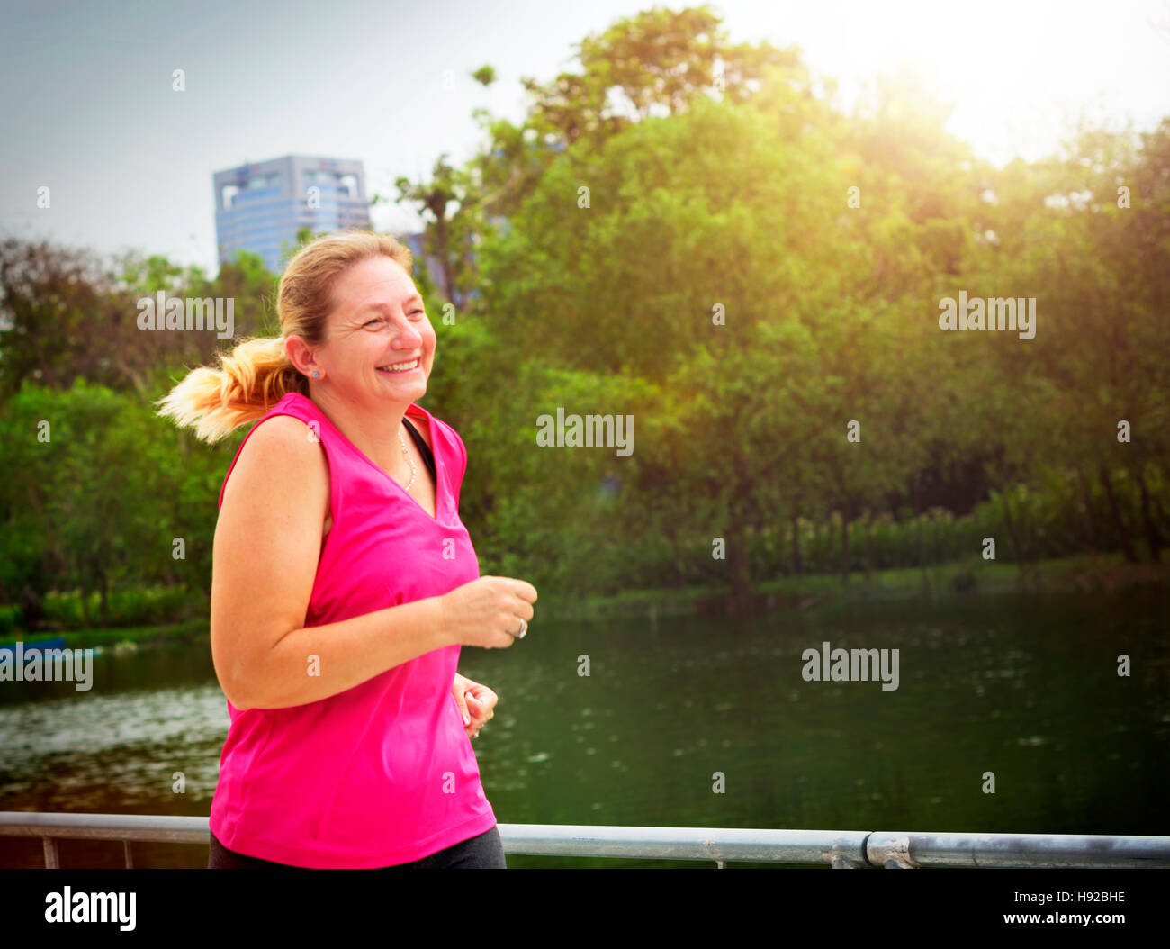 Frau Workout Joggen Sport sportliche Konzept Stockfoto