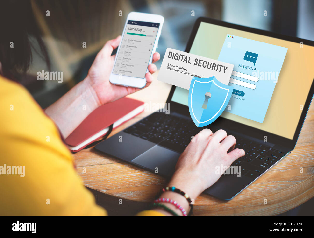 Digitale Sicherheit Protokoll-Schutz-Technologie-Konzept Stockfoto