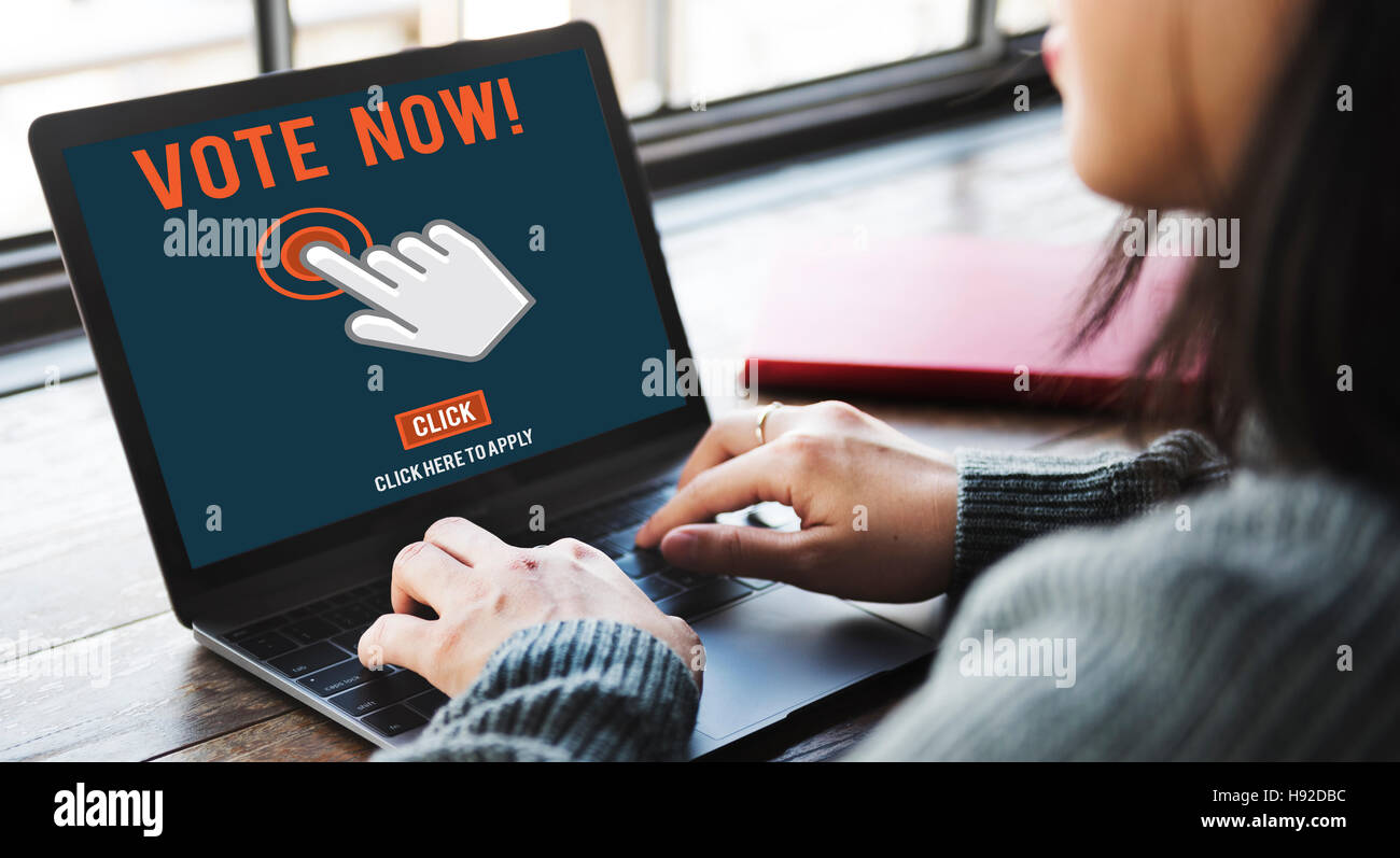 Stimmen Sie jetzt Wahl abrufen politischen Begriff Stockfoto