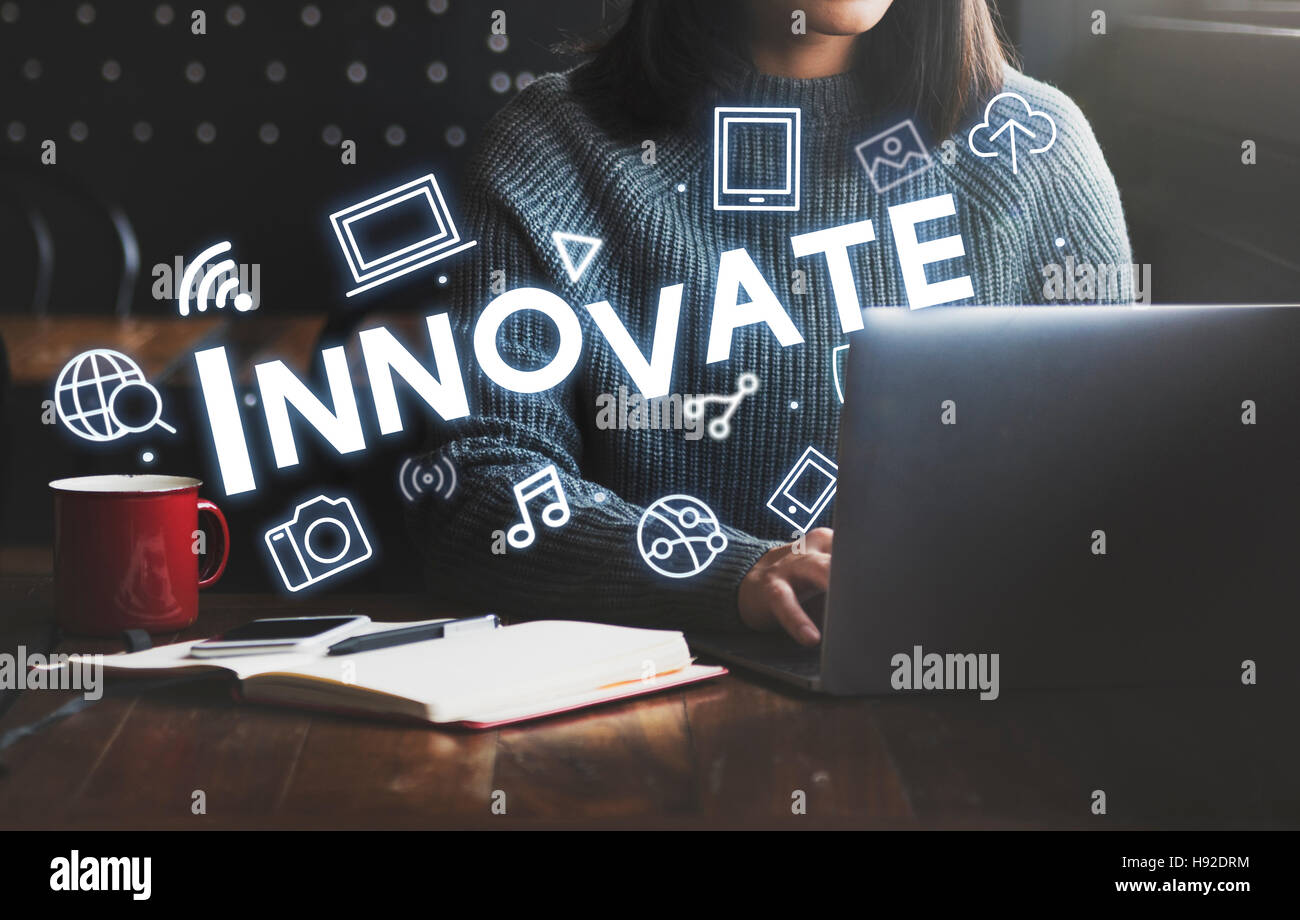 Digitaltechnik Symbole Grafikkonzept Stockfoto