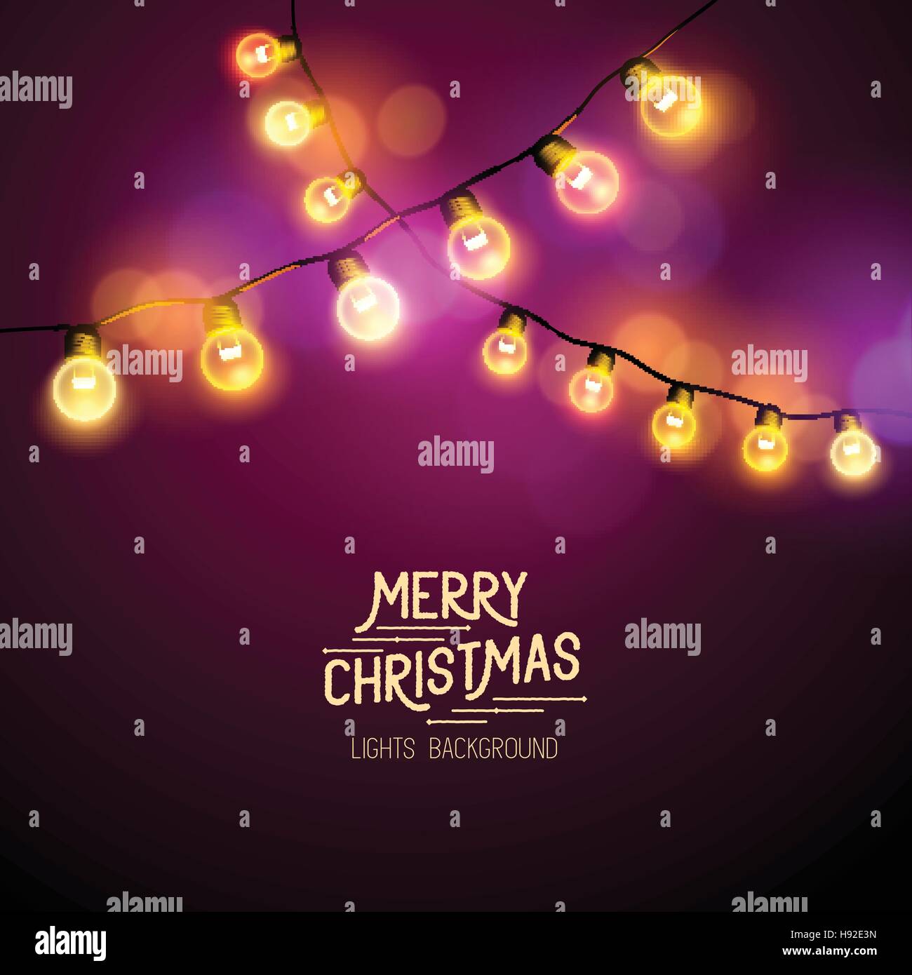 Weihnachts-Lichterketten - Saisondekorationen mit bunten Lichtern. Vektor-Illustration. Stock Vektor
