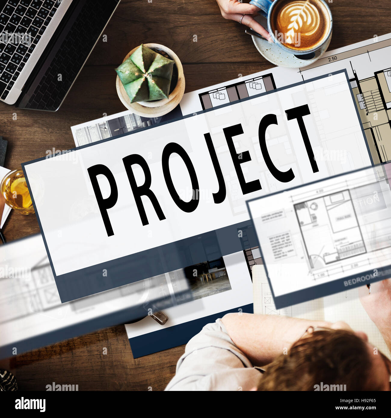 Planung Architektur Blueprint Zeichnung Projektkonzept Stockfoto