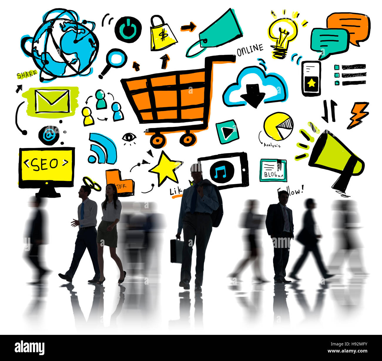 Business-Leute, die Online-Marketing-Konzept der beruflichen Tätigkeit Stockfoto